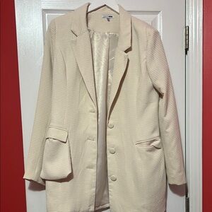 Women's Cream Textured blazer and pants set